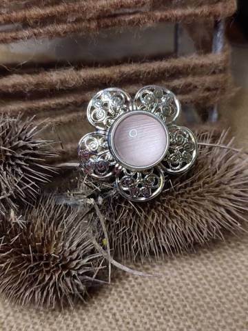 Bague fleur bouton pression