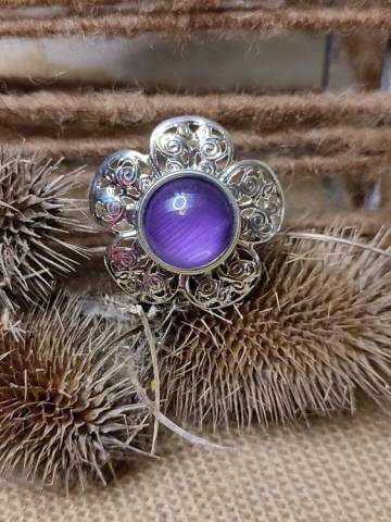 Bague fleur bouton pression