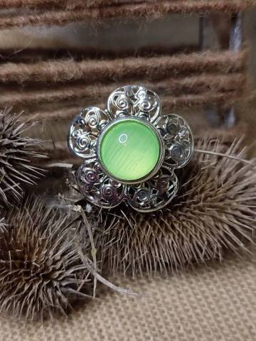 Bague fleur bouton pression