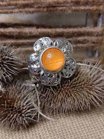 Bague fleur bouton pression